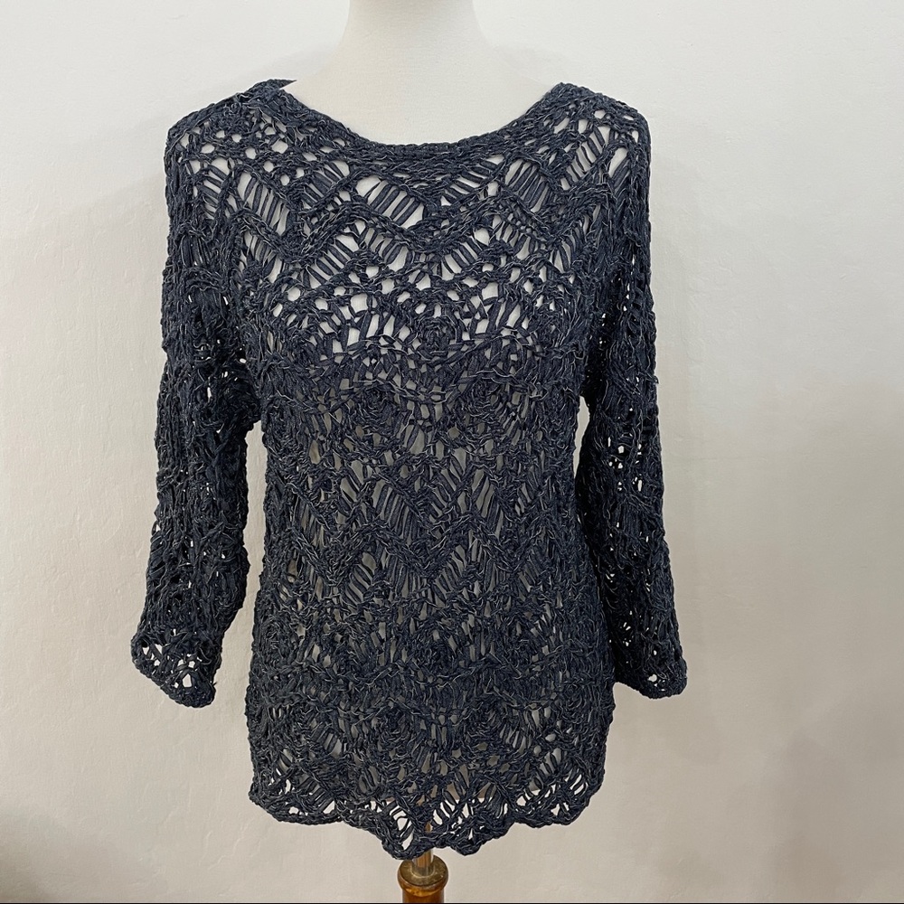 NWT Chico’s Open Stitch Indigo Pullover Sweater